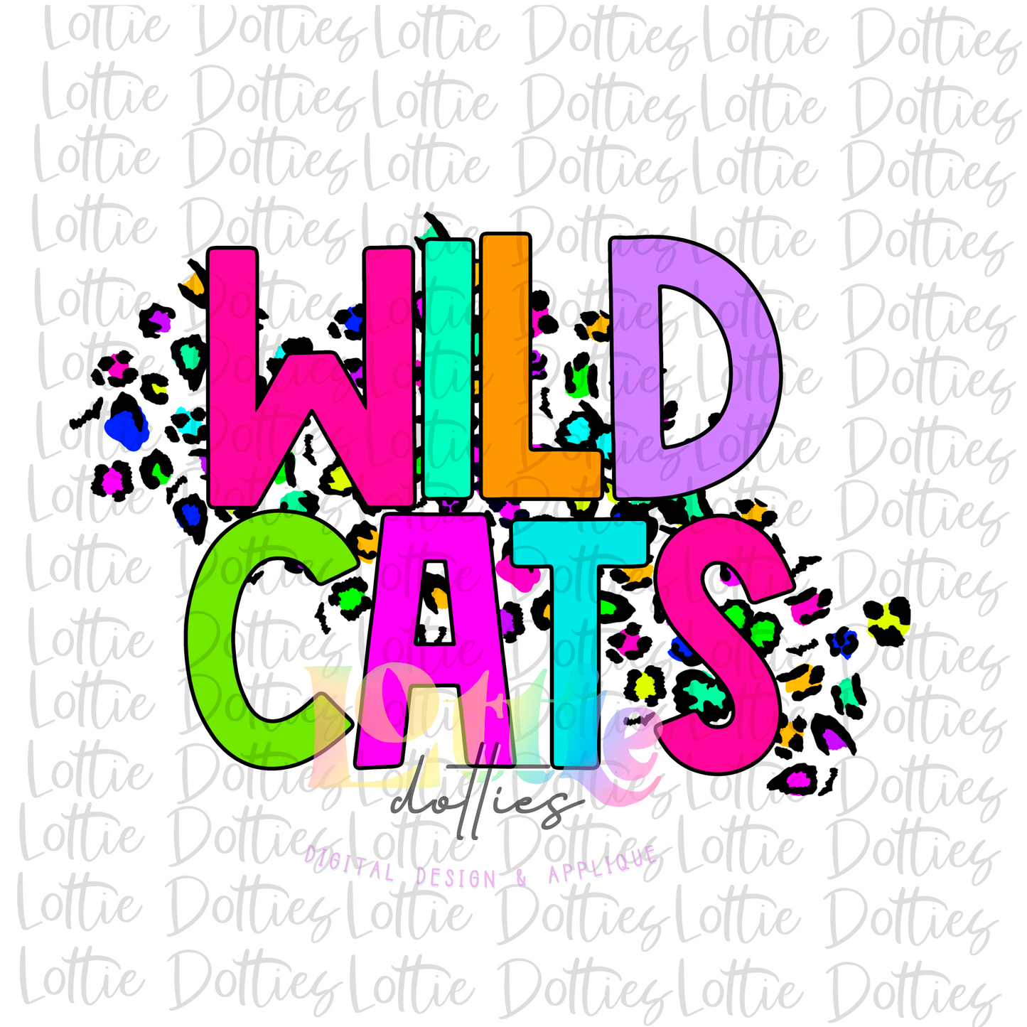 Wildcats PNG - Wildcats - sublimation - Digital Download - Neon Leopard Stacked