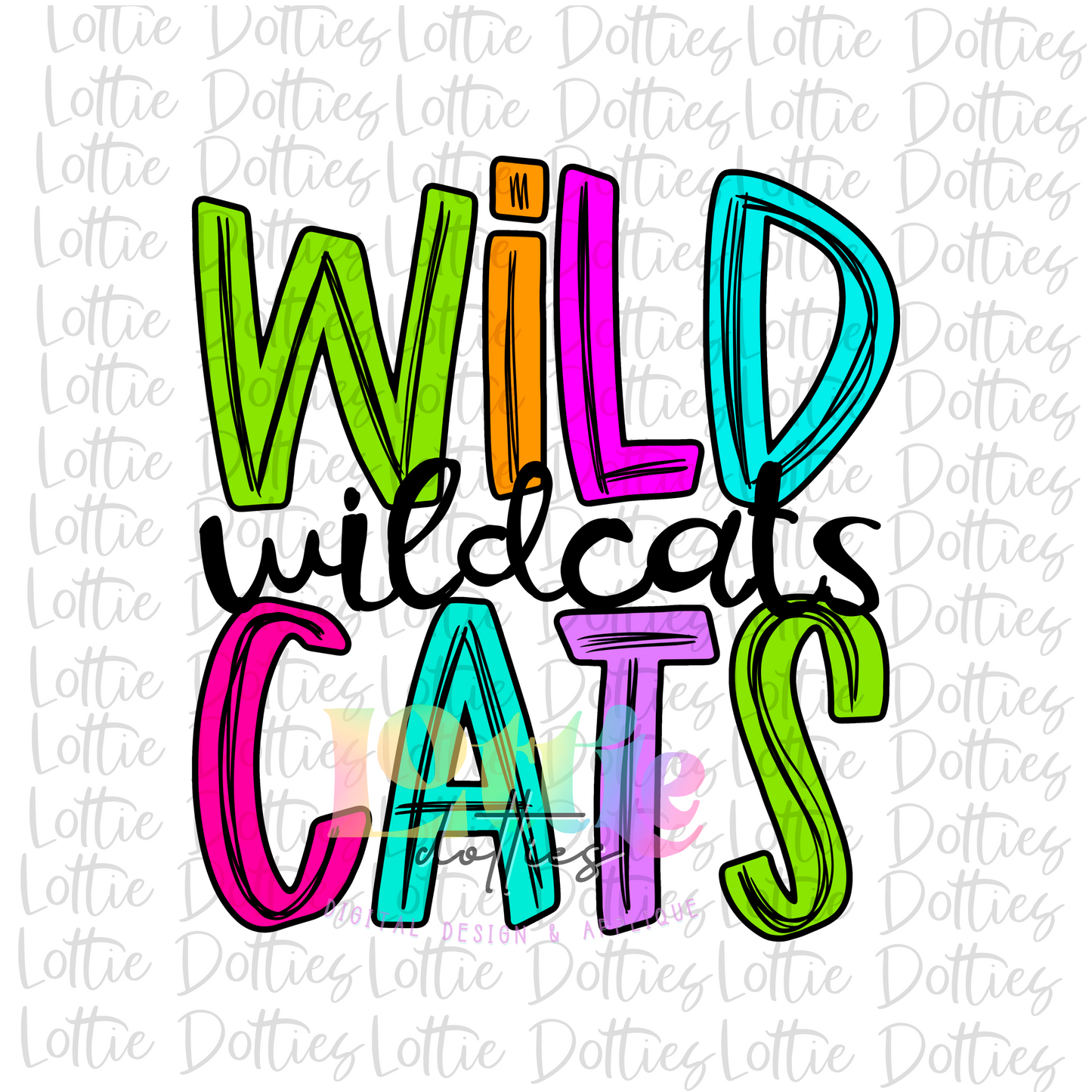 Wildcats PNG - Wildcats - sublimation - Digital Download - Neon Stacked