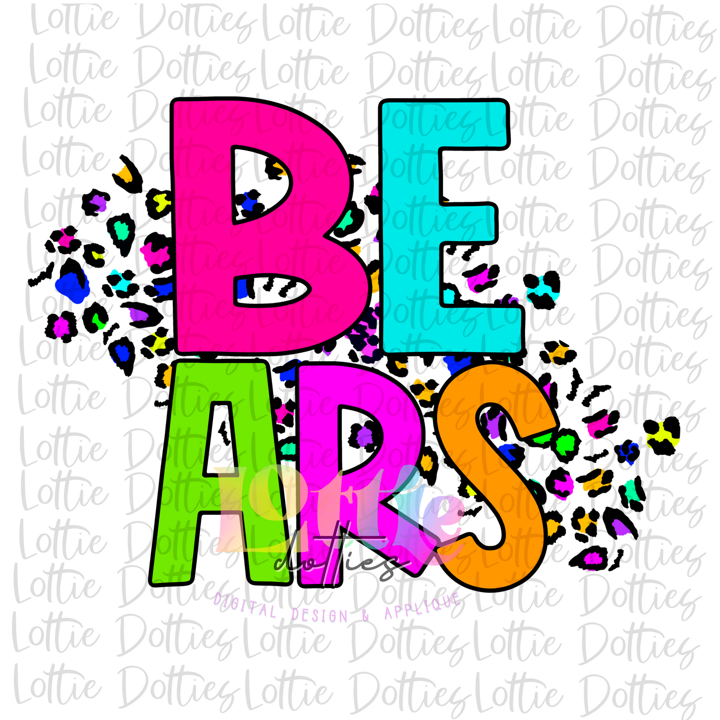 Bears PNG - Bears sublimation design - Digital Download - Neon Leopard