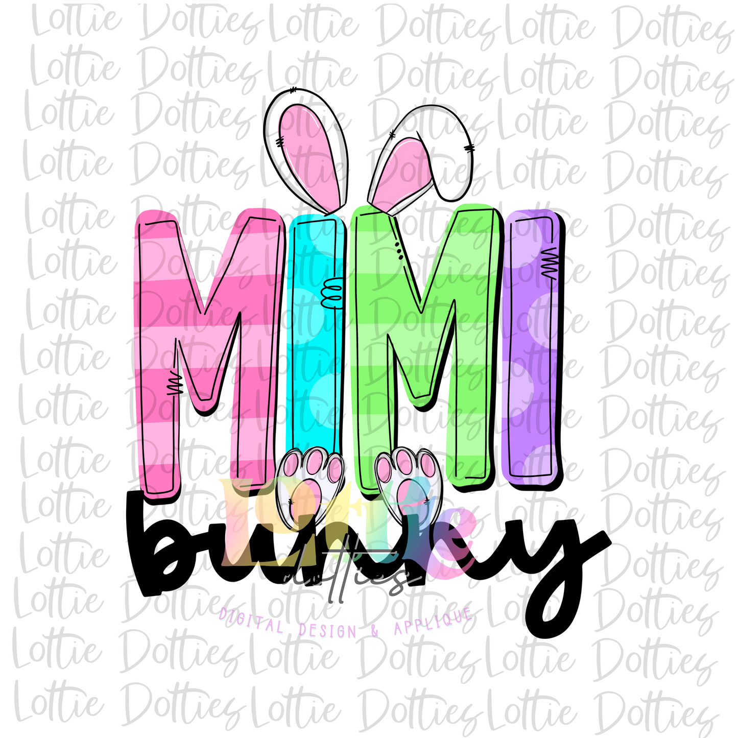 Mimi Bunny Png - Easter Sublimation File - Digital Download - Colorful