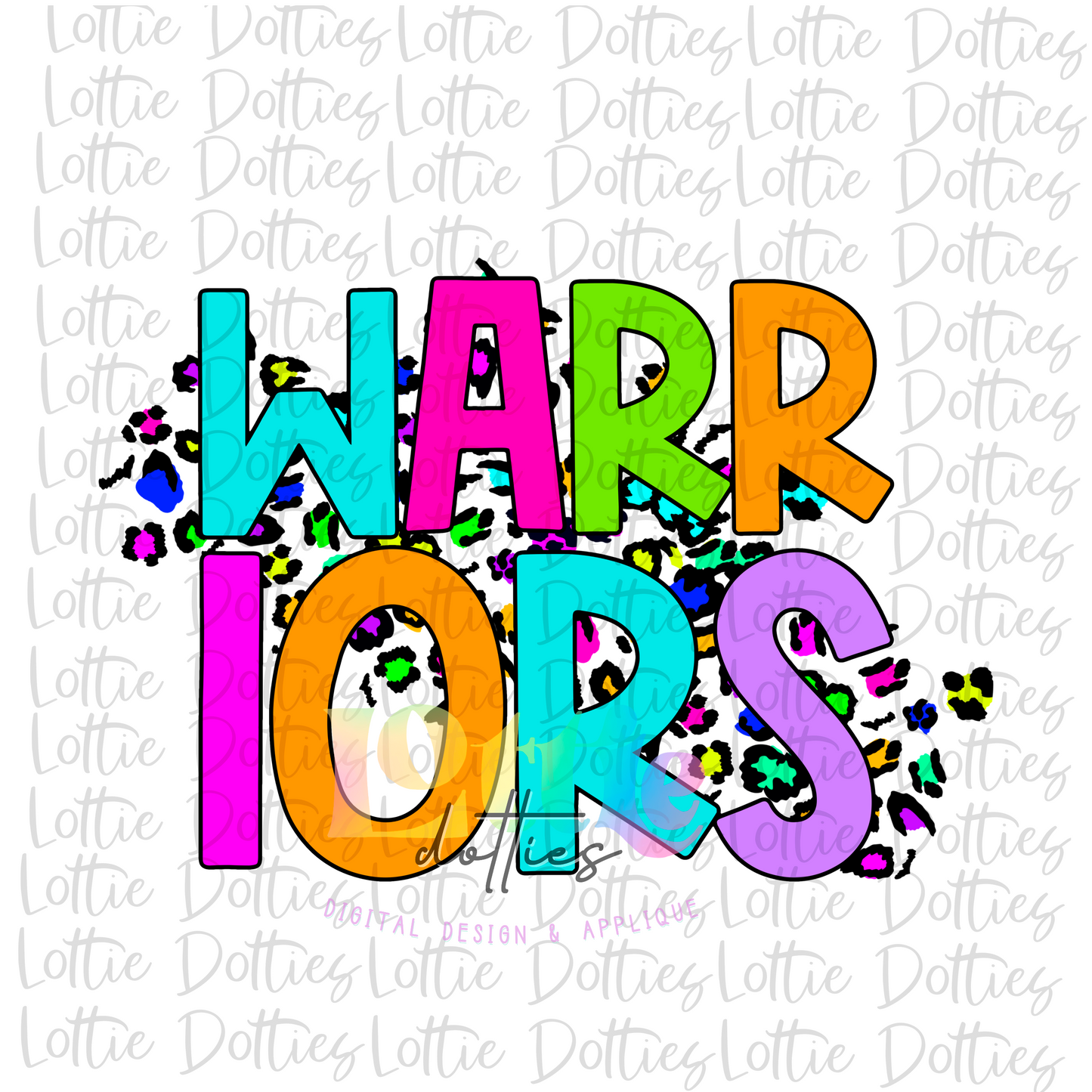 Warrior Png - Mascot Sublimation Design - Digital Download - Neon Leopard