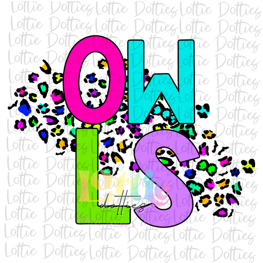 Owls PNG - Instant Download - Digital Download -  Sublimation Design - Neon Leopard