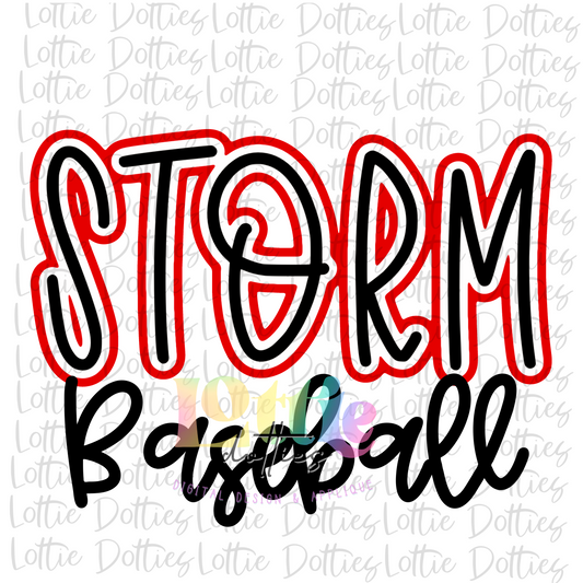Storm Baseball  Png - Storm Sublimation Design - Digital Download - Red and Black