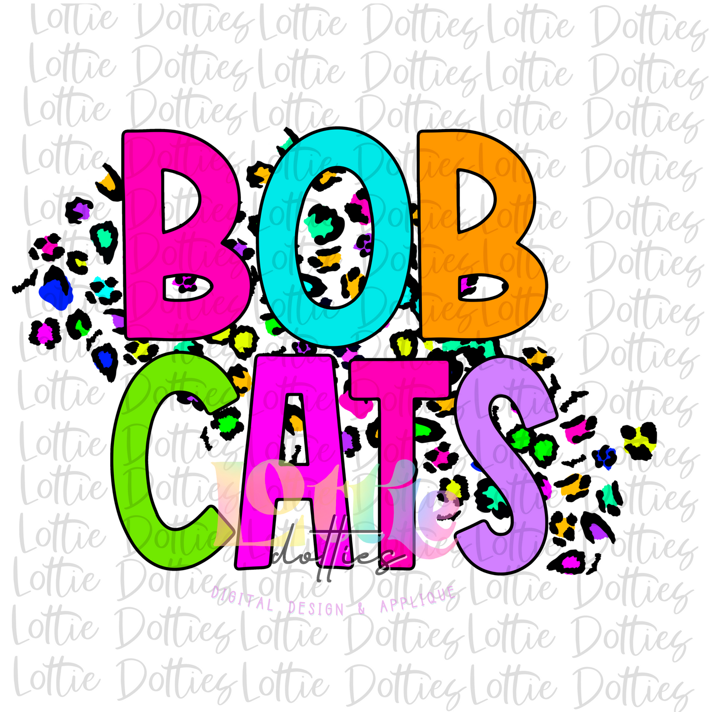 Bobcats PNG - Bobcats sublimation design - Digital Download Neon Leopard