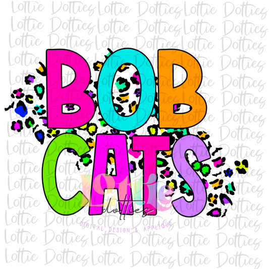 Bobcats PNG - Bobcats  sublimation design -  Digital Download Neon Leopard
