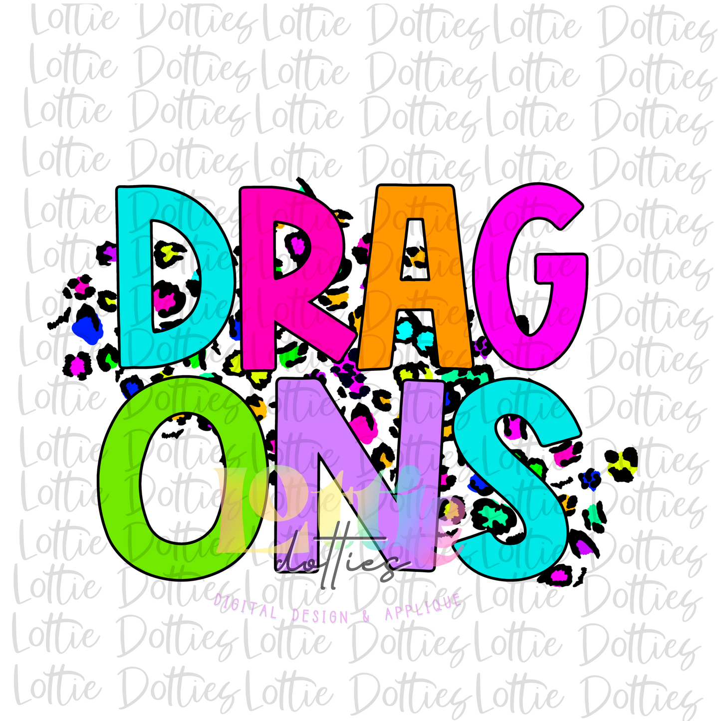 Dragons PNG - Digital Download - Dragons Sublimation - Neon Leopard