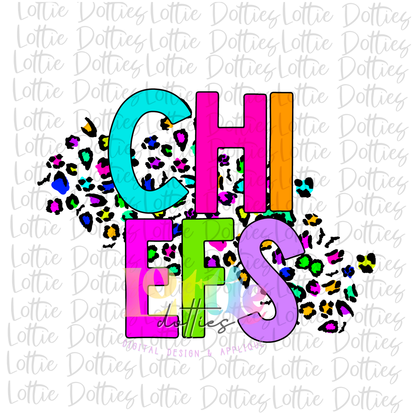 Chiefs - PNG - Instant Download - Digital Download - Sublimation Design - Neon Leopard