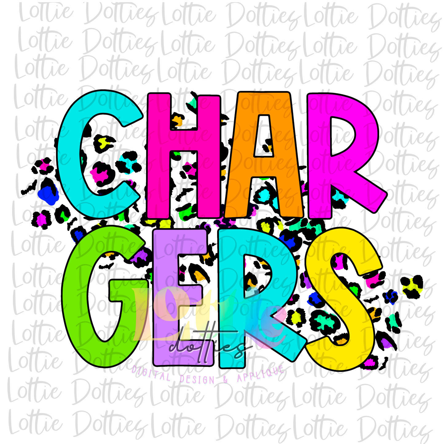Chargers PNG - Instant Download - Digital Download - Sublimation Design - Neon Leopard
