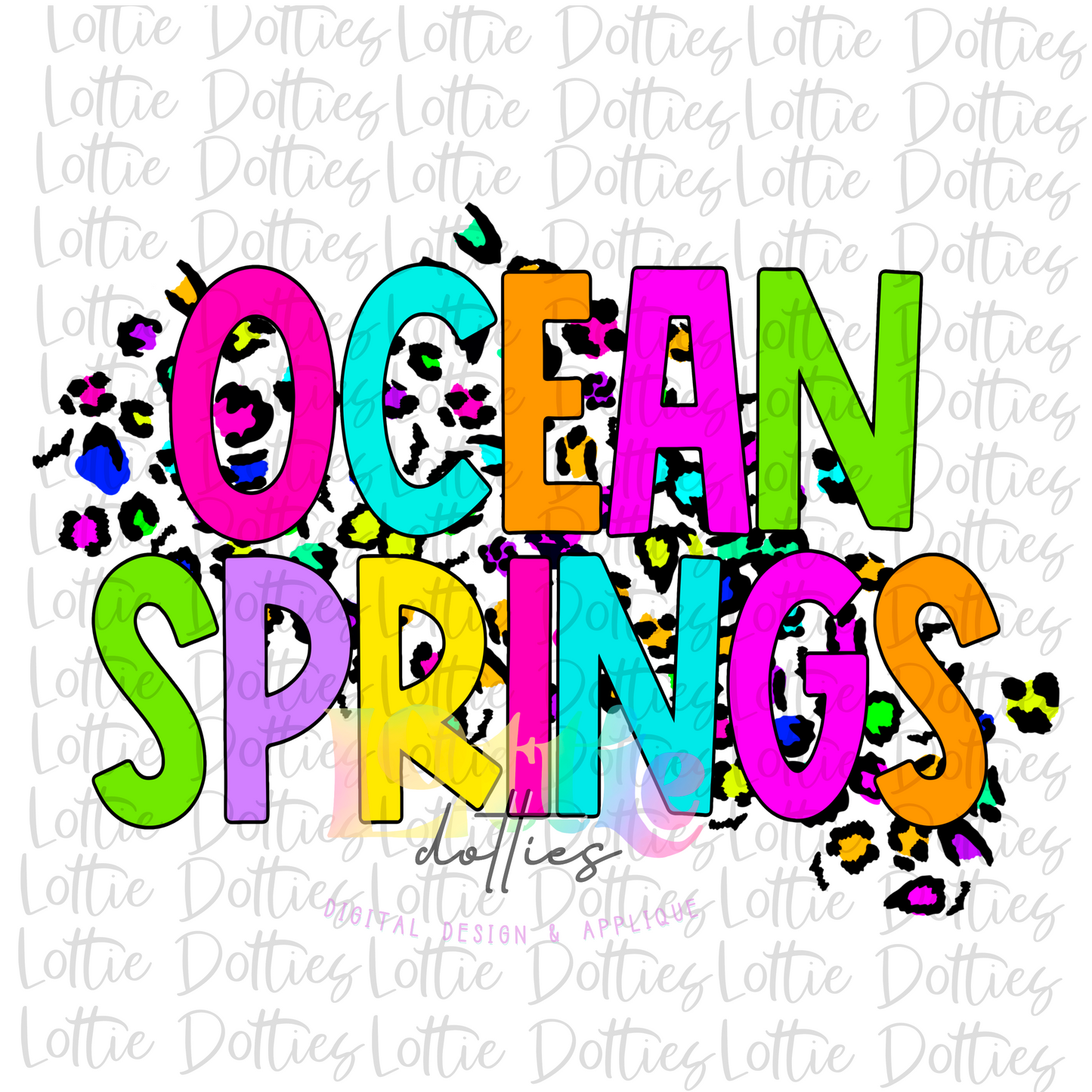 Ocean Springs PNG - Ocean Springs Sublimation - Digital Download - Neon Leopard