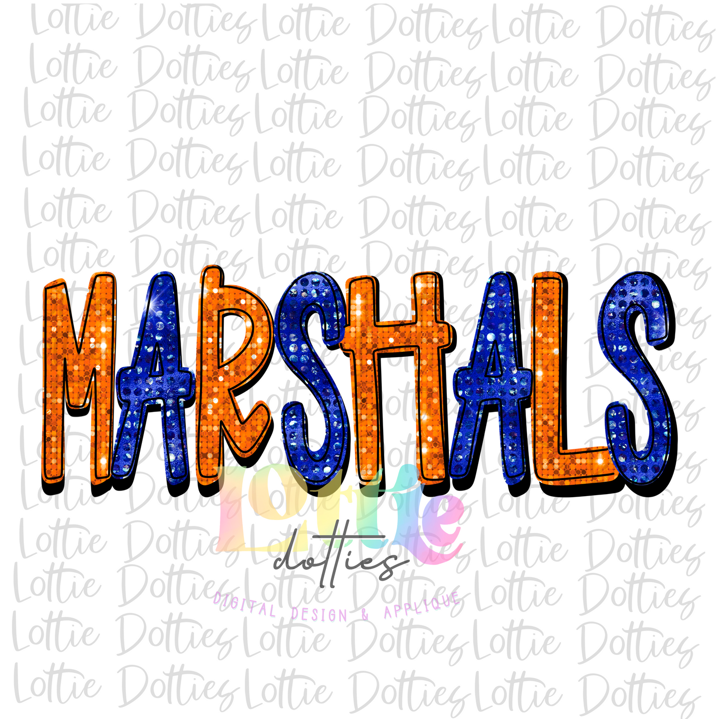 Marshals PNG - Marshals Sublimation - Digital Download - Orange and Blue Rhinestone