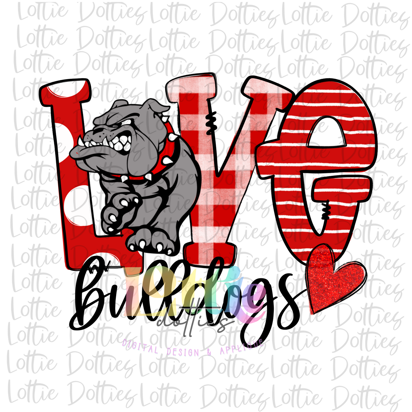 Love Bulldogs PNG - Bulldogs Sublimation - Digital Download - Maroon