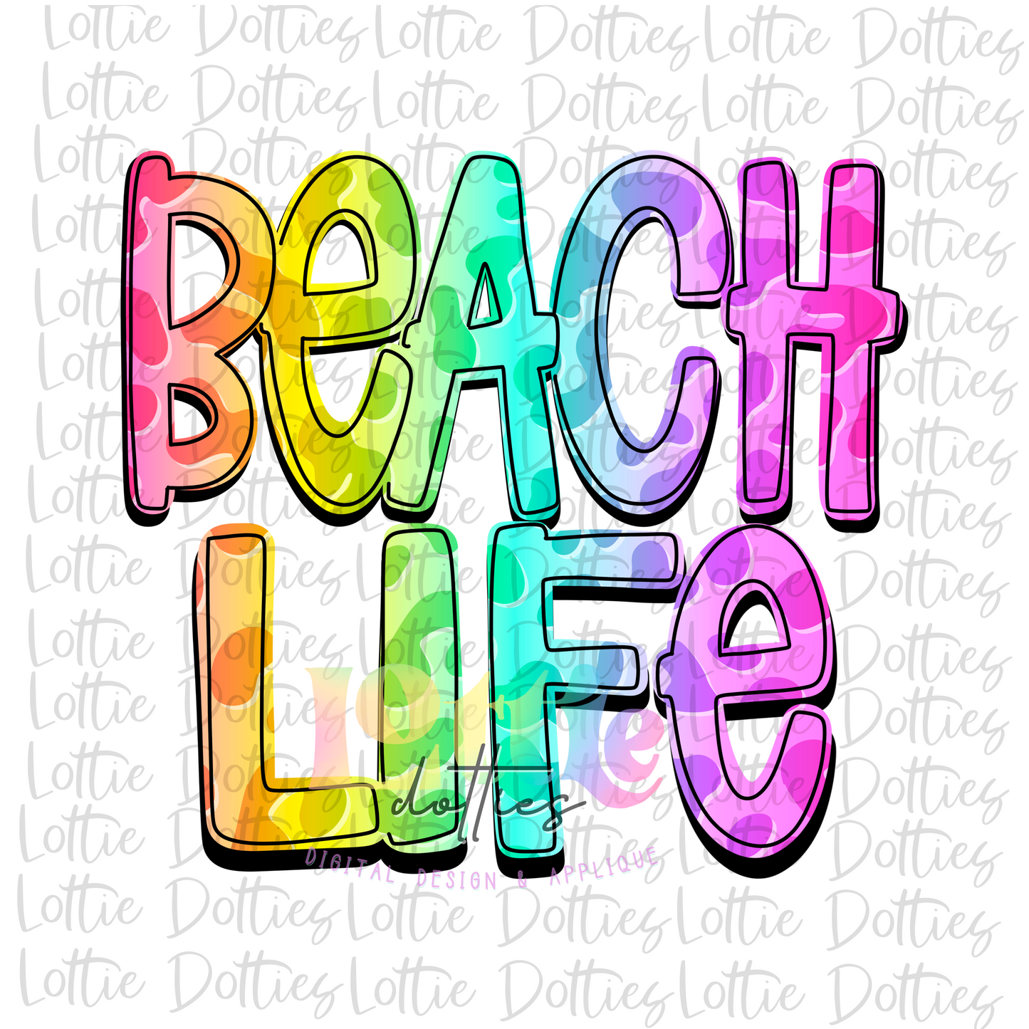 Beach Life Png - Beach Life Sublimation Design - Digital Download - Neon Leopard