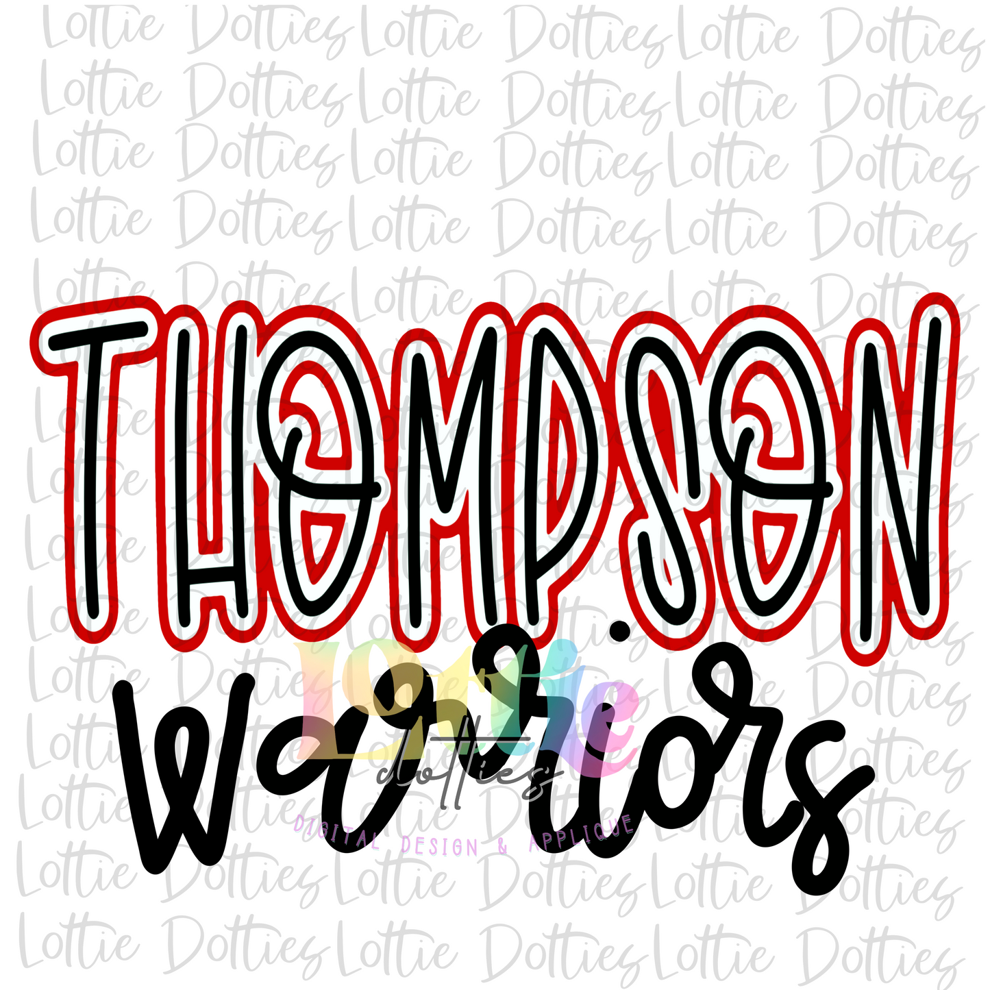 Thomspon Warrior Png - Mascot Sublimation Design - Digital Download - Black and Red