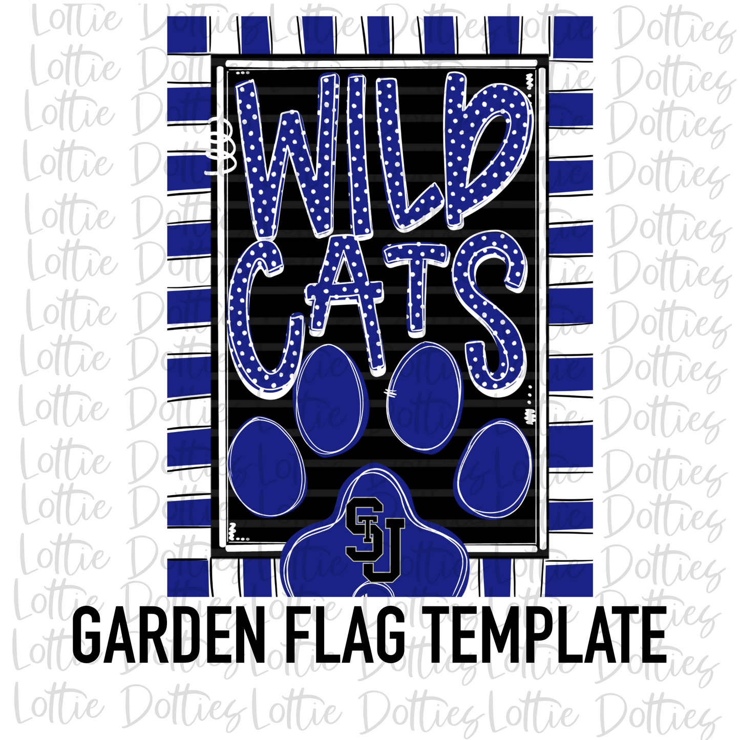 Wildcats Flag PNG - Wildcats - sublimation design - Digital Download - Royal and White