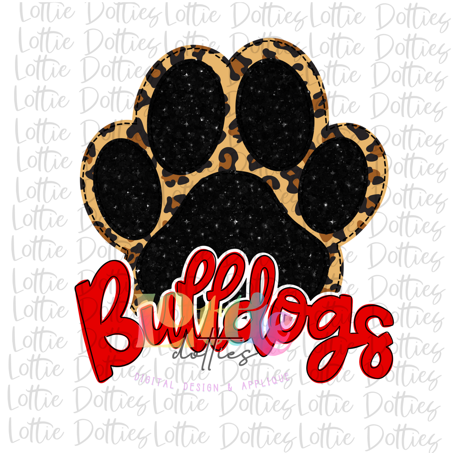 Bulldogs Paw - PNG - Bulldogs - Sublimation design - Digital Download -Black, Red and Leopard