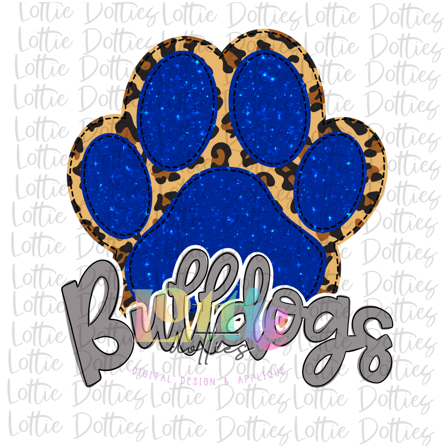 Bulldogs Paw - PNG - Bulldogs - Sublimation design - Digital Download -Royal Glitter and Leopard
