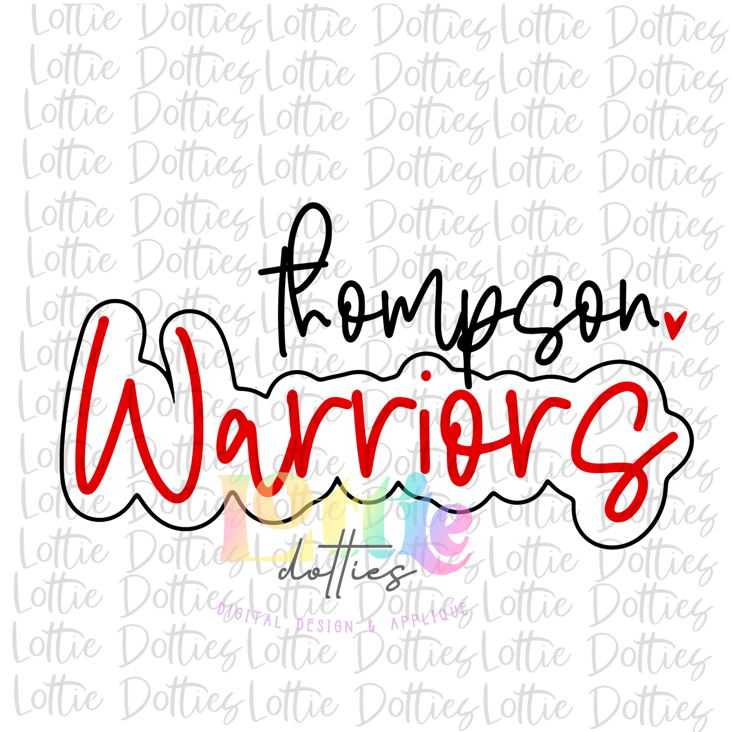 Thomspon Warrior Png - Mascot Sublimation Design - Digital Download - Black and Red