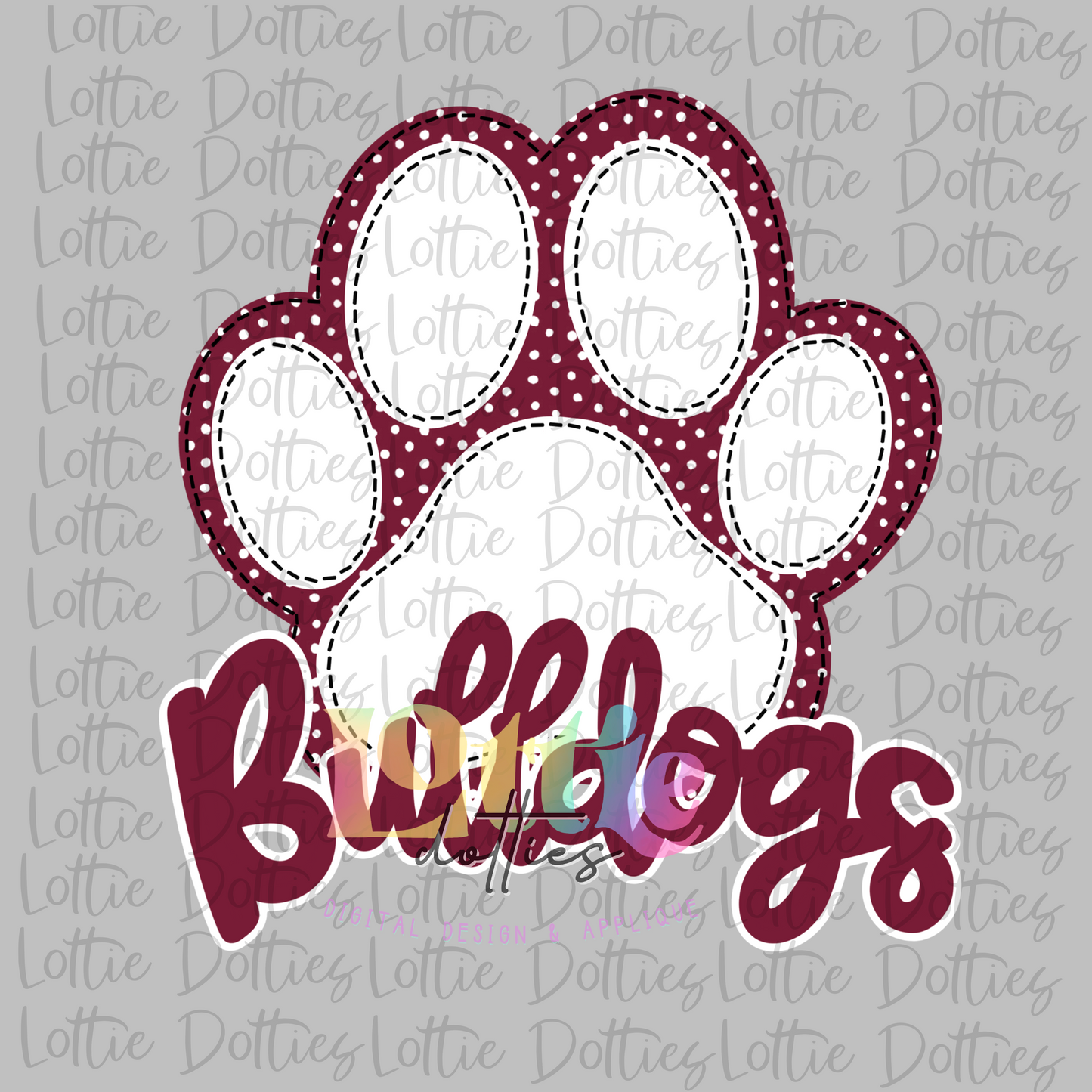 Bulldogs Paw - PNG - Bulldogs - Sublimation design - Digital Download - Maroon