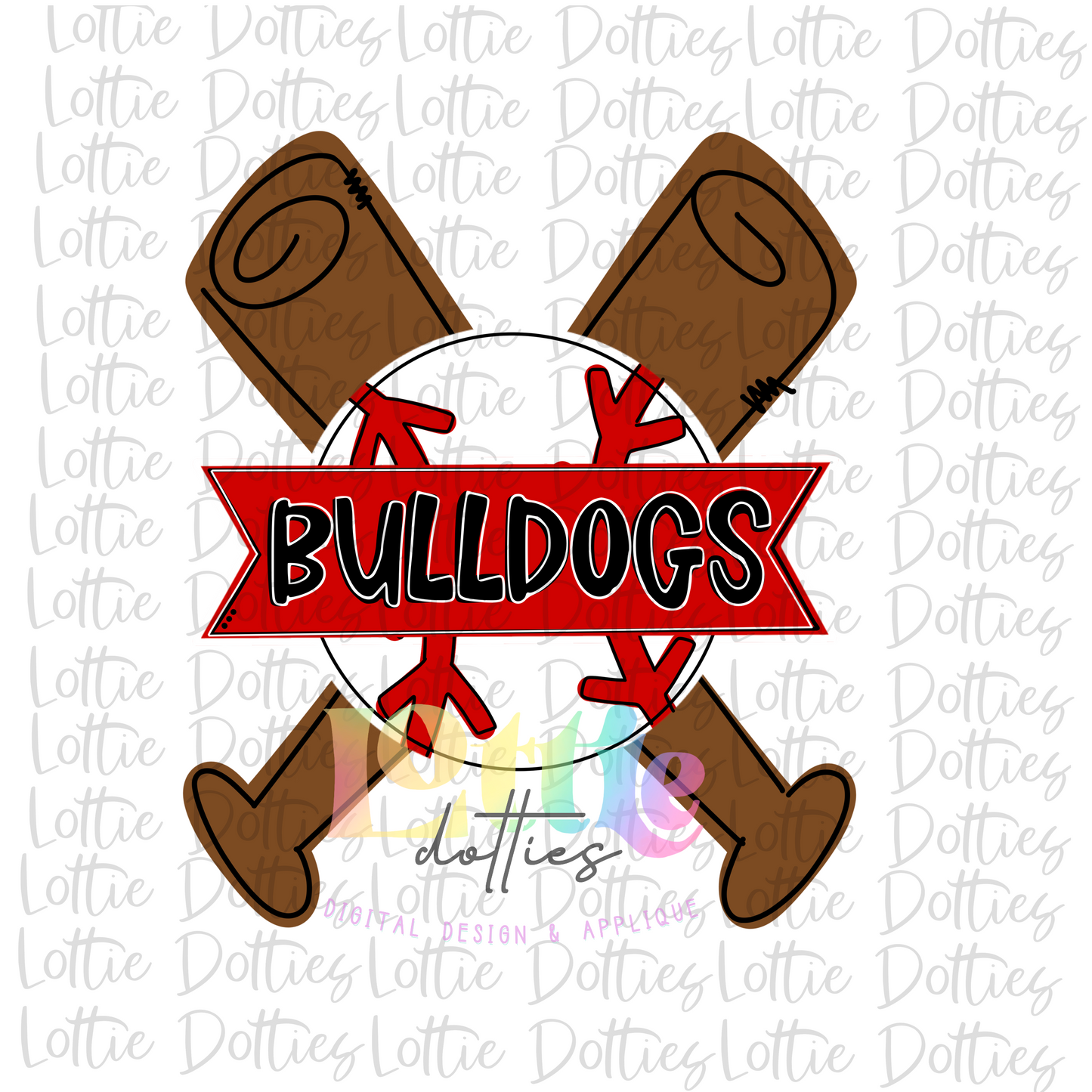 Bulldogs Baseball Design PNG - Baseball Sublimation - Digital Download - Red