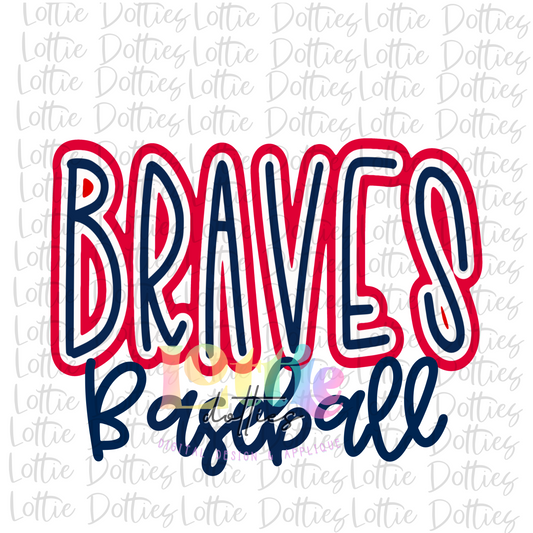 Braves Baseball PNG - Braves sublimation design - Digital Download - Navy and Red