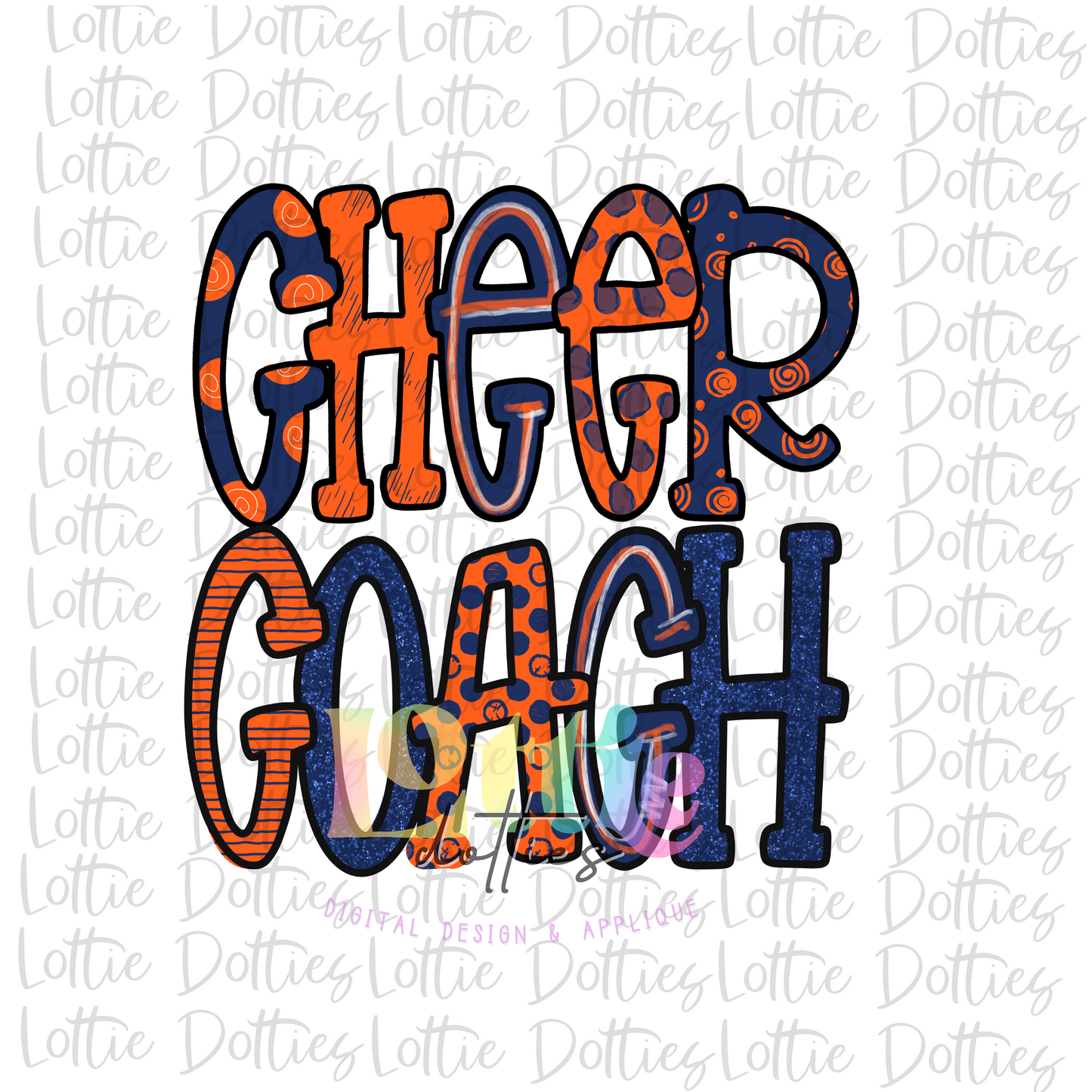 Cheer Coach Png - Cheer Sublimation File - Navy and Orange - Instant download - Digital Download
