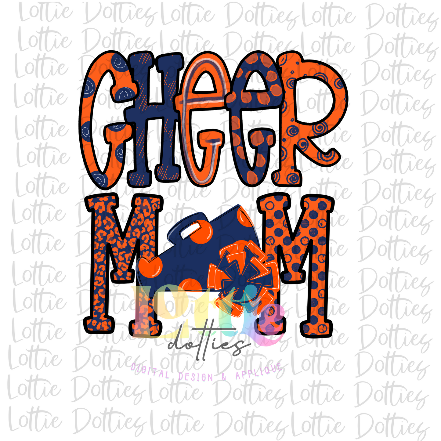 Cheer Mom Png - Cheer Mom Sublimation Design - Digital Download -Orange and Navy