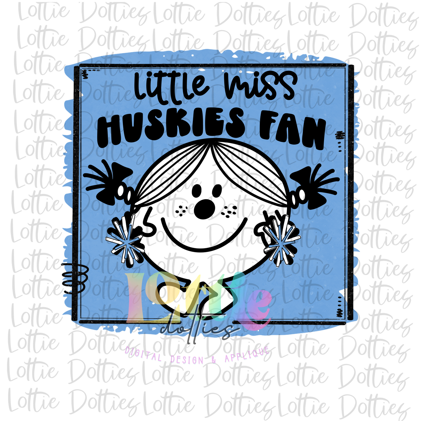 Little Miss Huskies Fan PNG - Huskies Sublimation - Digital Download