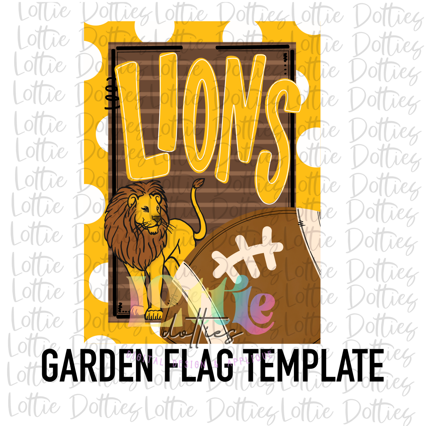 Lions Flag PNG - Lions - Sublimation Design - Digital Download - Brown and Gold