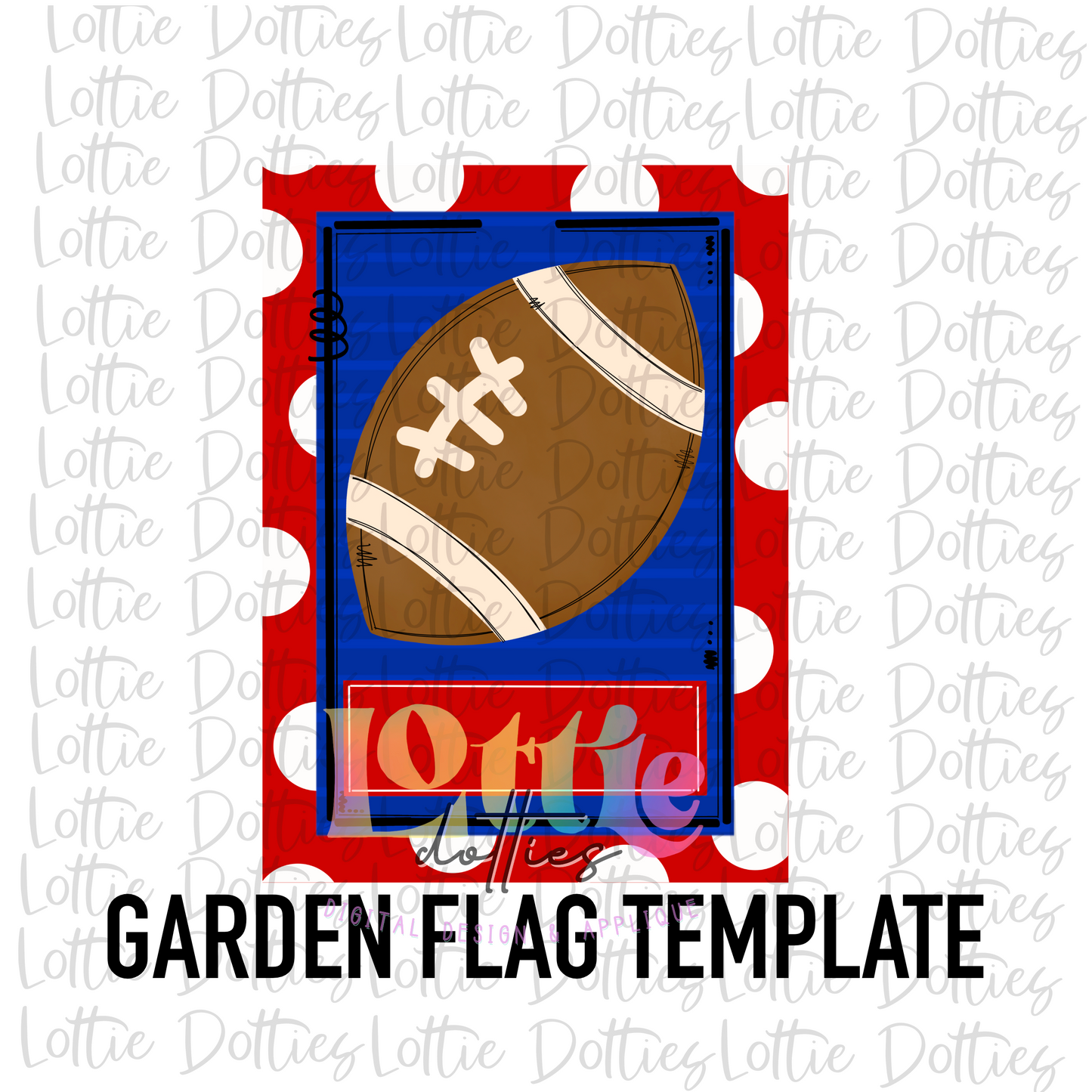 Football Flag PNG - Red and Blue - Sublimation - Digital Download