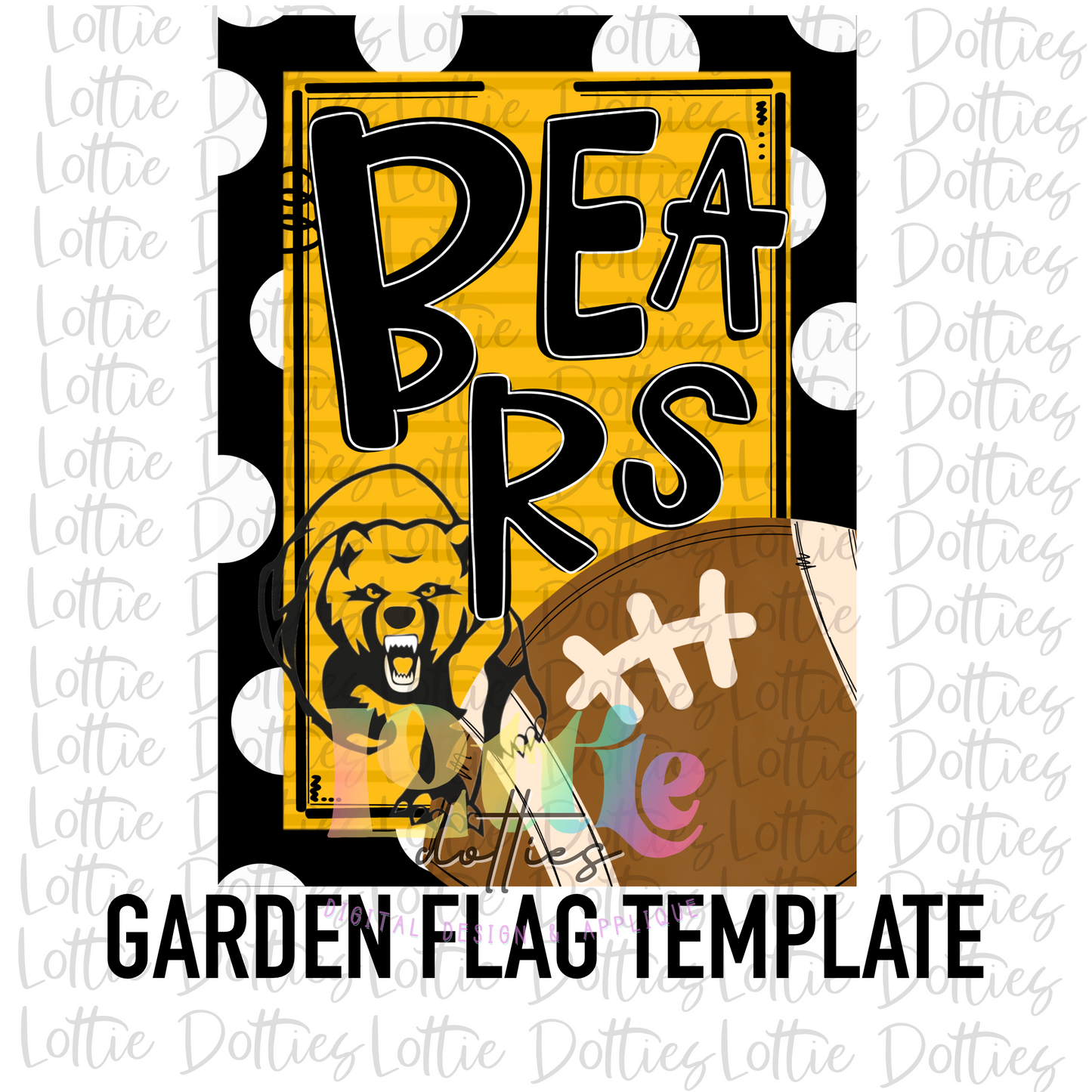 Bears Flag PNG - Bears Sublimation Design - Digital Download - Black and Gold