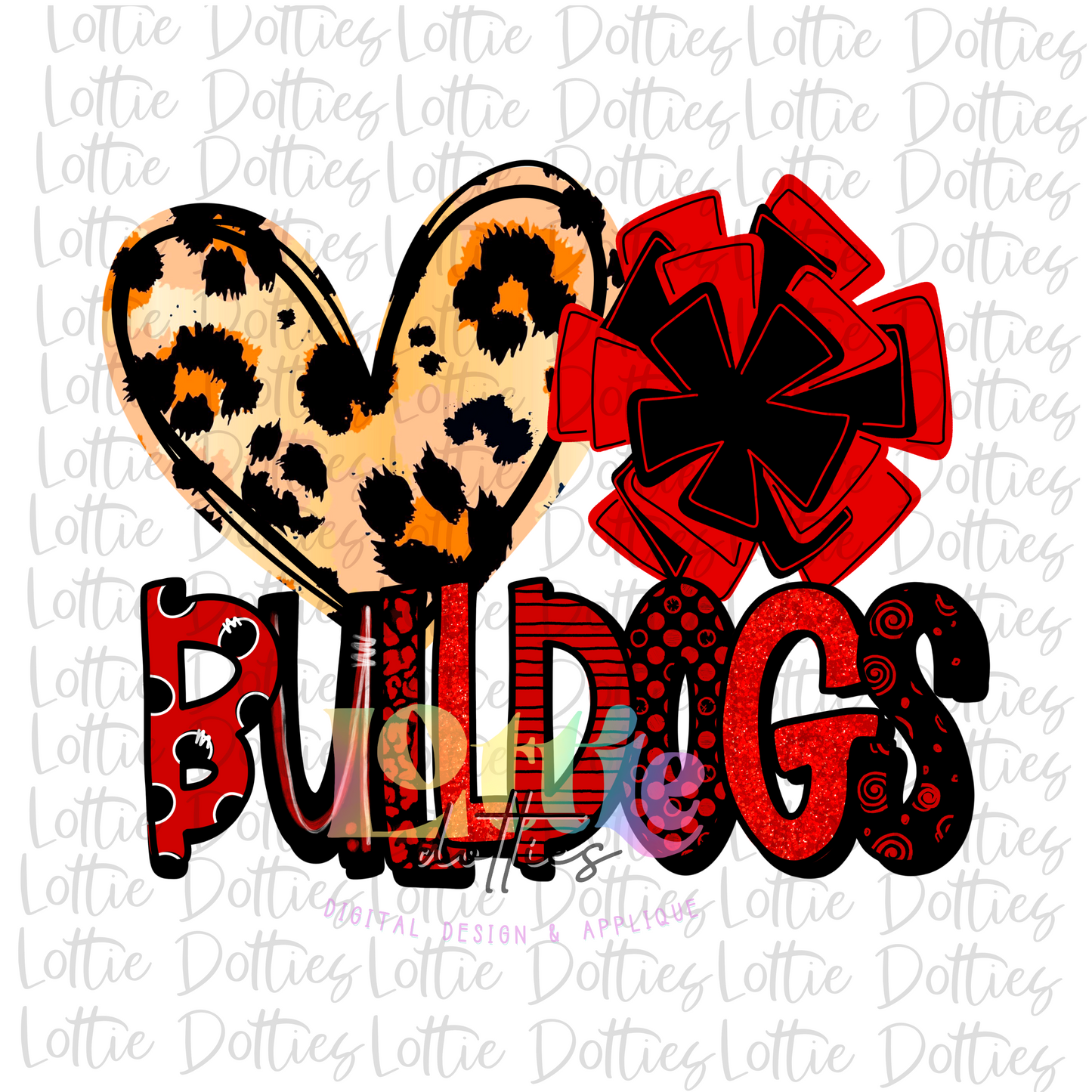 Love Bulldogs Pom - PNG - Bulldogs - sublimation design - Digital Download