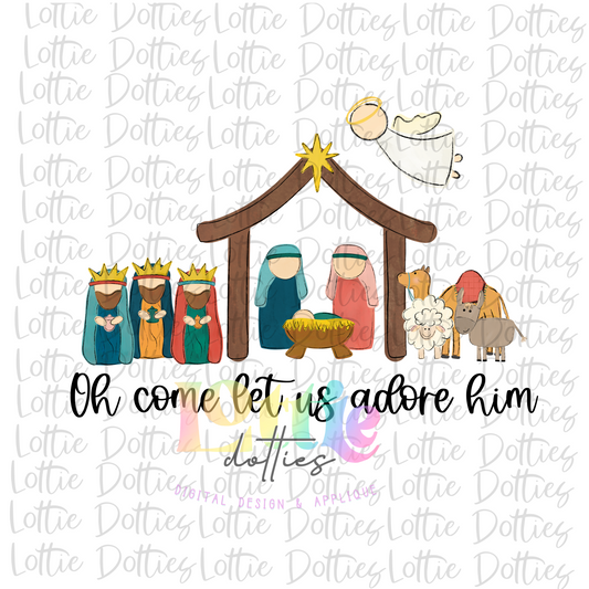Oh Come Let Us Adore Him PNG - Nativity Oh Holy Night Sublimation - Digital Download