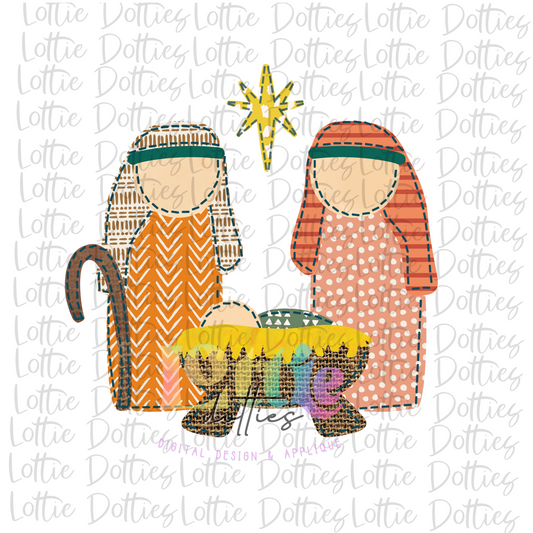 Nativity Faux Applique PNG - Nativity Oh Holy Night Sublimation - Digital Download