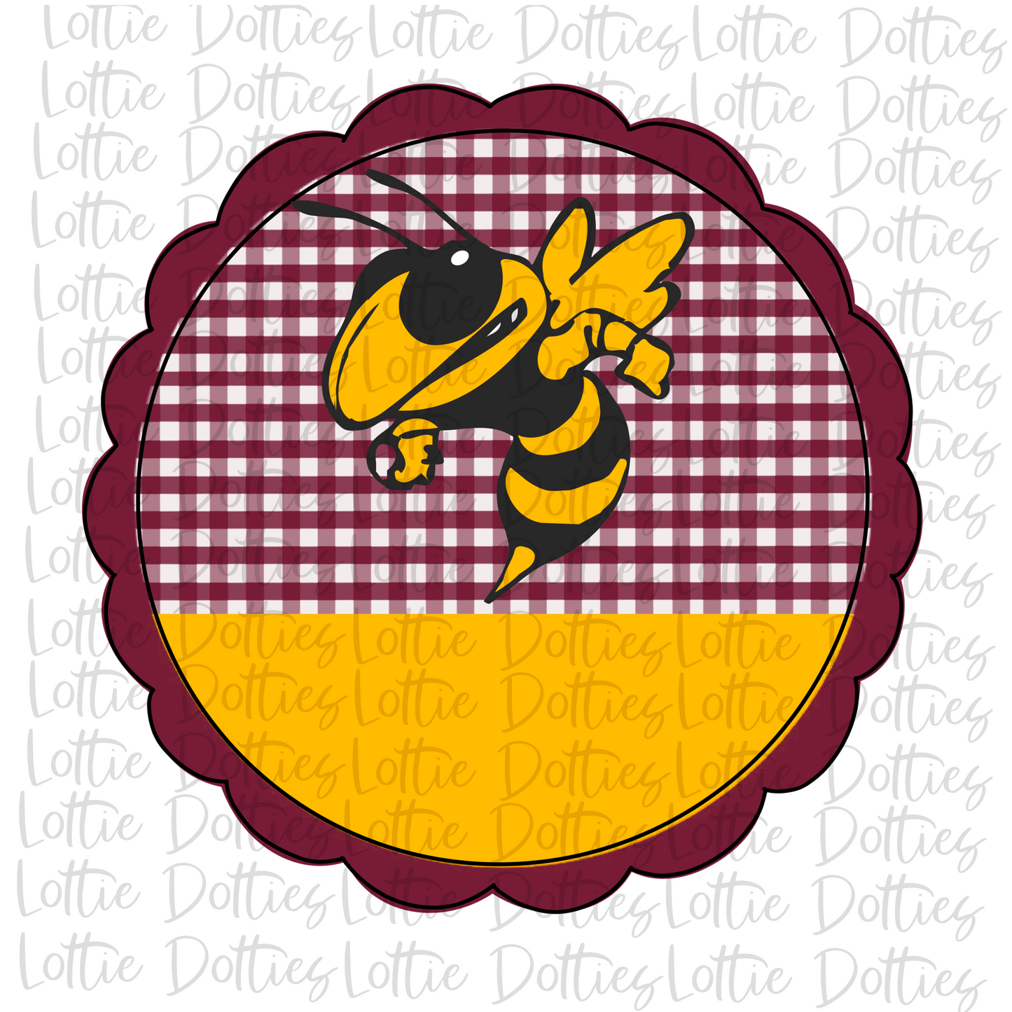Jacket or Hornet Scallop Png -Jacket Sublimation Design - Maroon and Gold - School Spirit Design - Digital Download