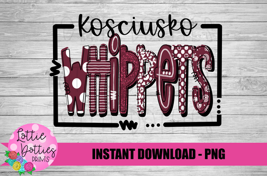 Kosciuske Whippets - PNG - Whippets Sublimation - Digital Download