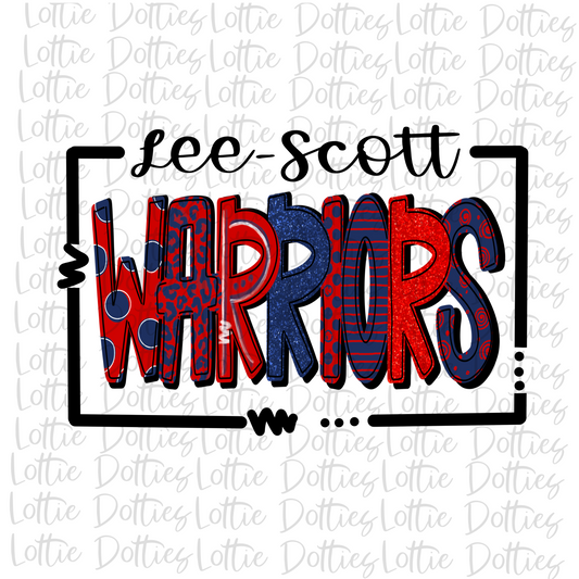 Warriors Png - Lee - Scott Warriors - Mascot  Sublimation Design - Digital Download