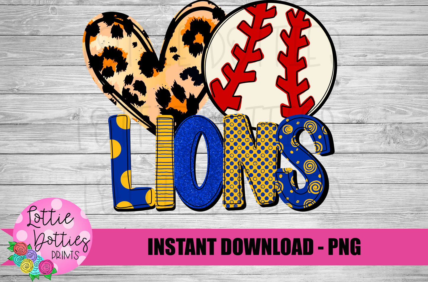 Peace Love Lions Baseball PNG - Lions - sublimation design - Digital Download