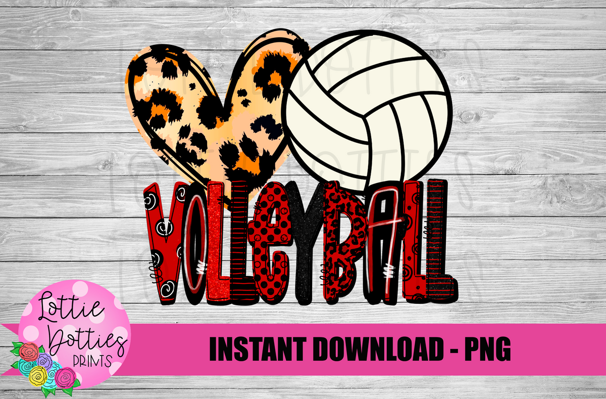 Love Volleyball PNG - Volleyball Png - Digital Download