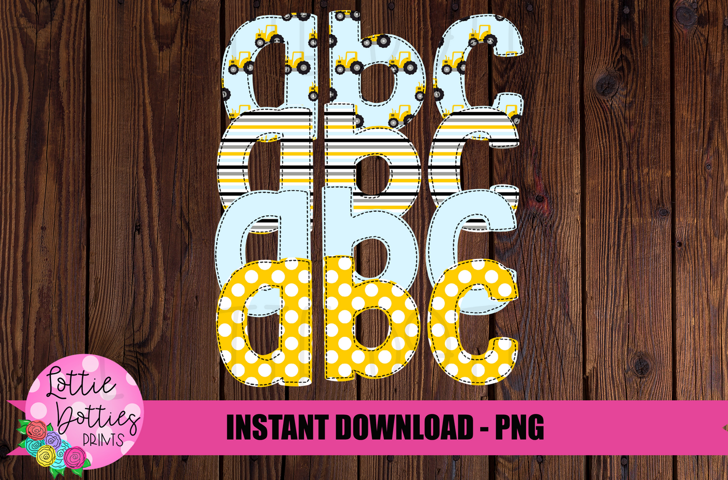 Construction Faux Applique Alphabet - Alpha Pack - Alphabet Clipart - Instant Download - Boy Alpha Pack