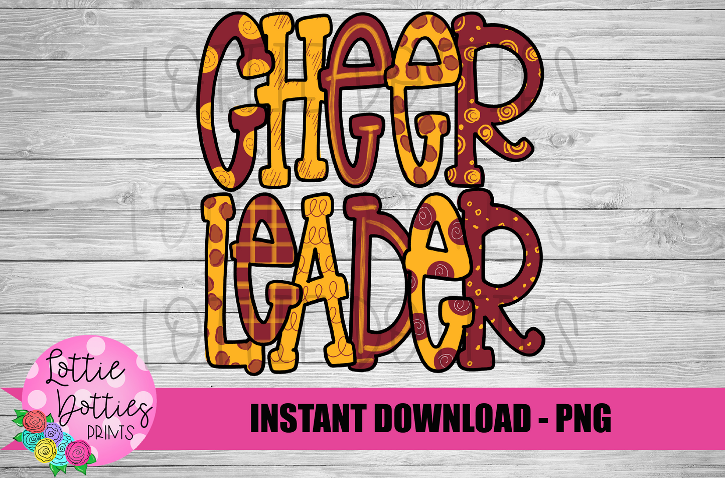 Cheerleader Png - Cheerleader Sublimation File- Maroon and Gold - Instant download - Digital Download