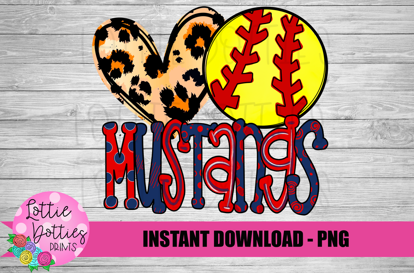 Peace Love Softball PNG - Mustangs - sublimation design - Digital Download
