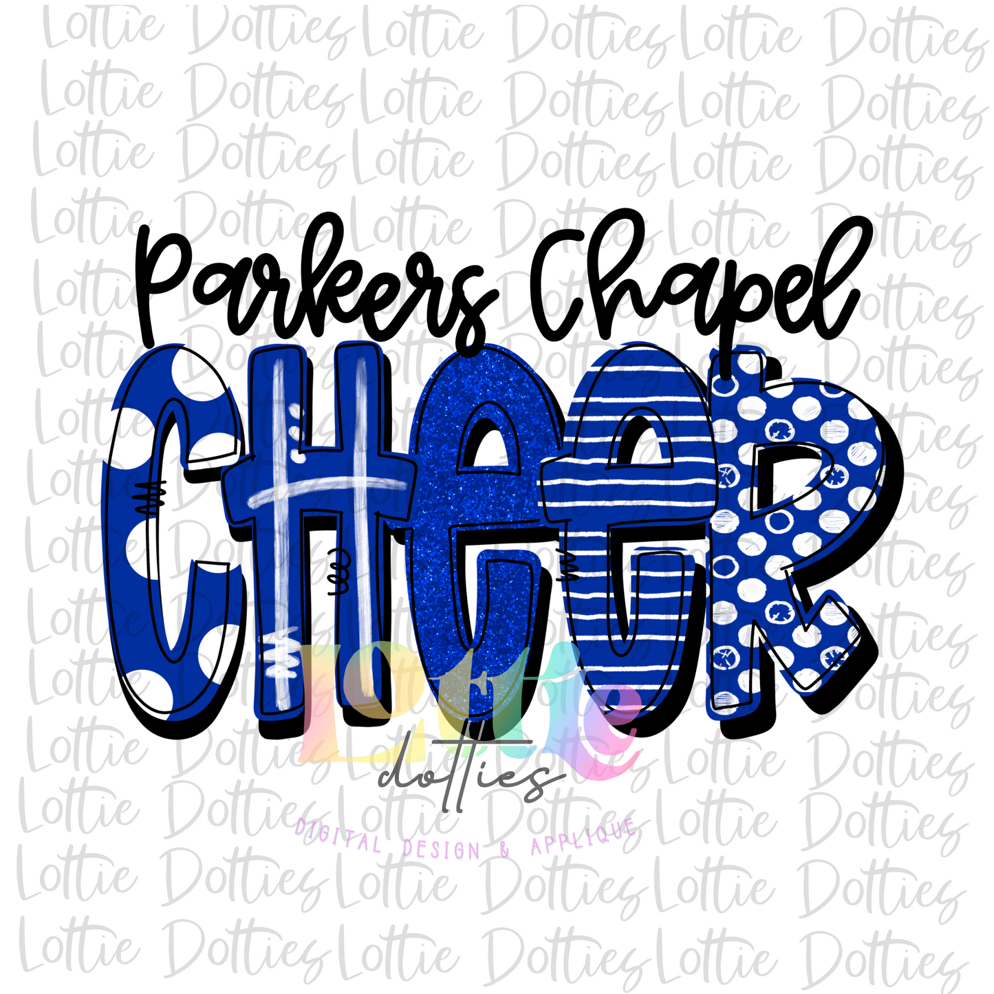 Parkers Chapel Cheer lPng - Cheerleader Sublimation File - Royal and WHITE - Instant download - Digital Download