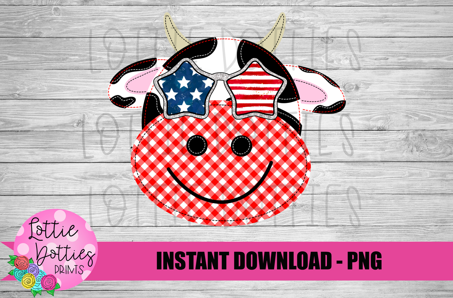 Patriotic Cow - PNG - Patriotic Cow - Sublimation - Digital Download
