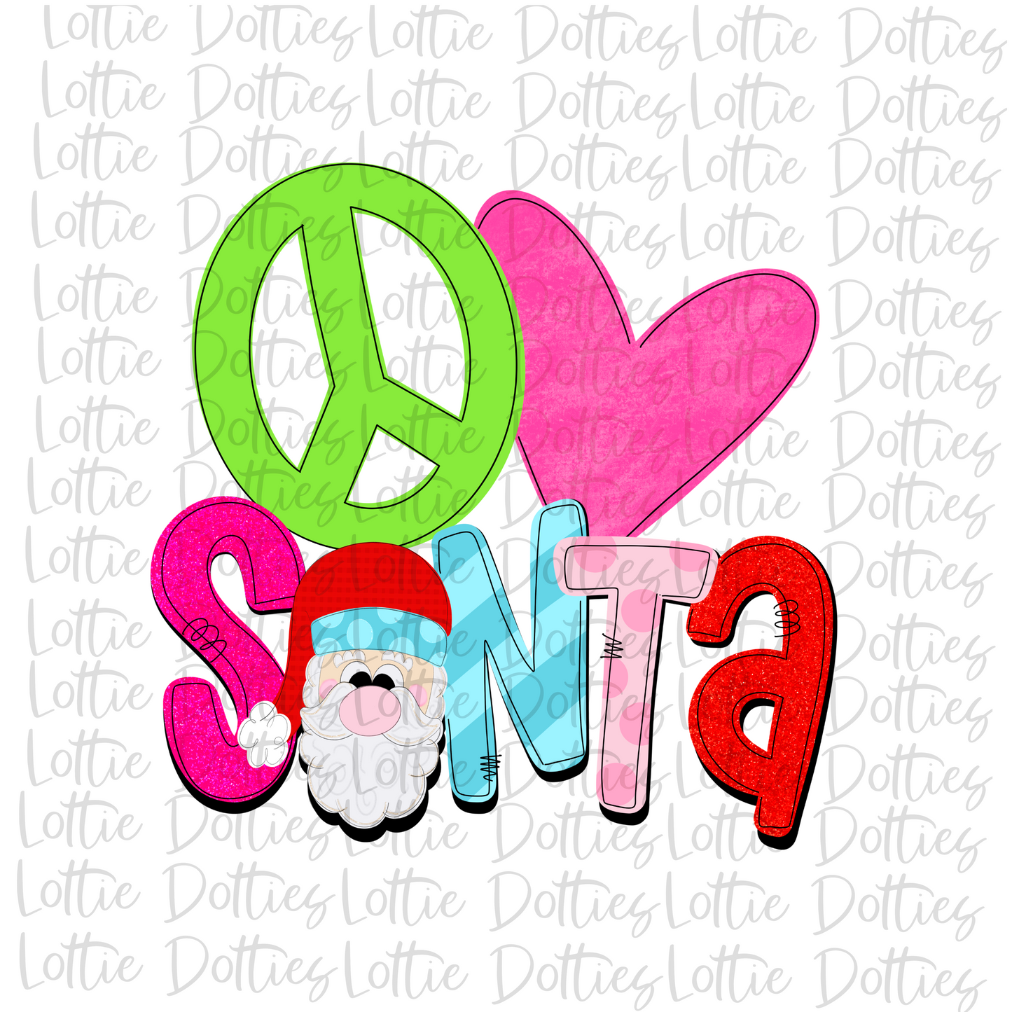 Peace Love Santa Png - Santa Sublimation - Christmas Sublimation- Digital Download