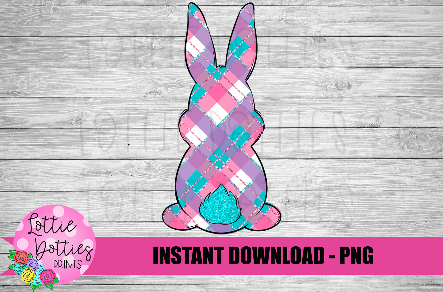 Plaid Bunny PNG - Easter Sublimation - Digital Download