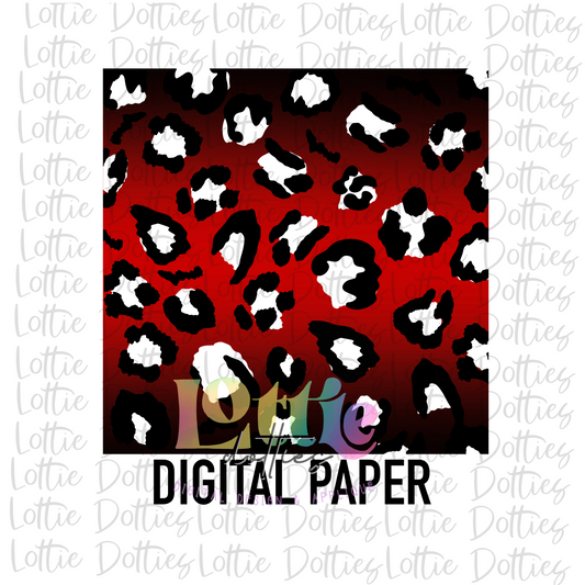 Red and Black Leopard  Ombre Digital Paper - Digital Paper - Instant Download - Digital Download -