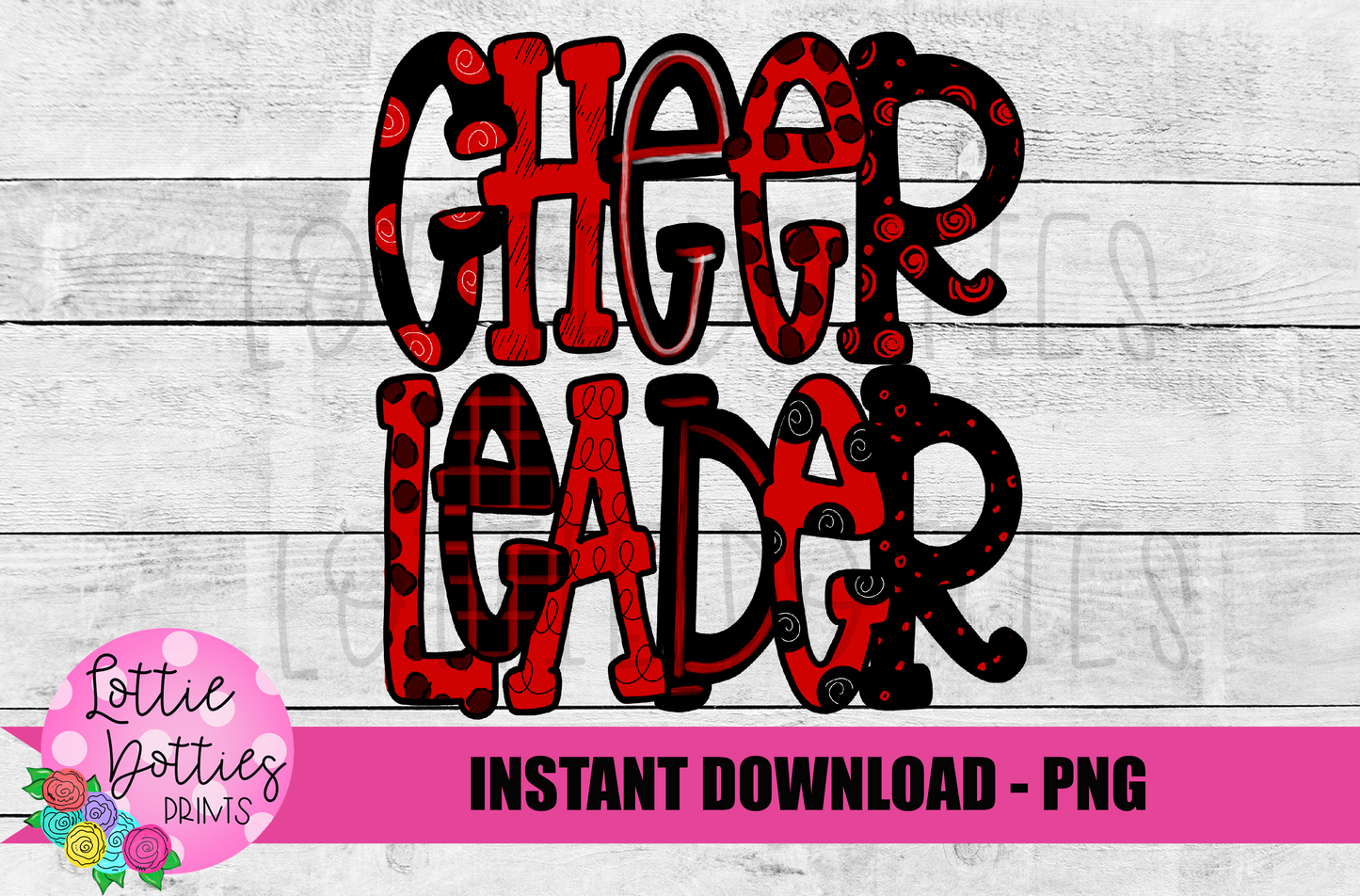Cheerleader Png - Cheerleader Sublimation File- Red and Black - Instant download - Digital Download