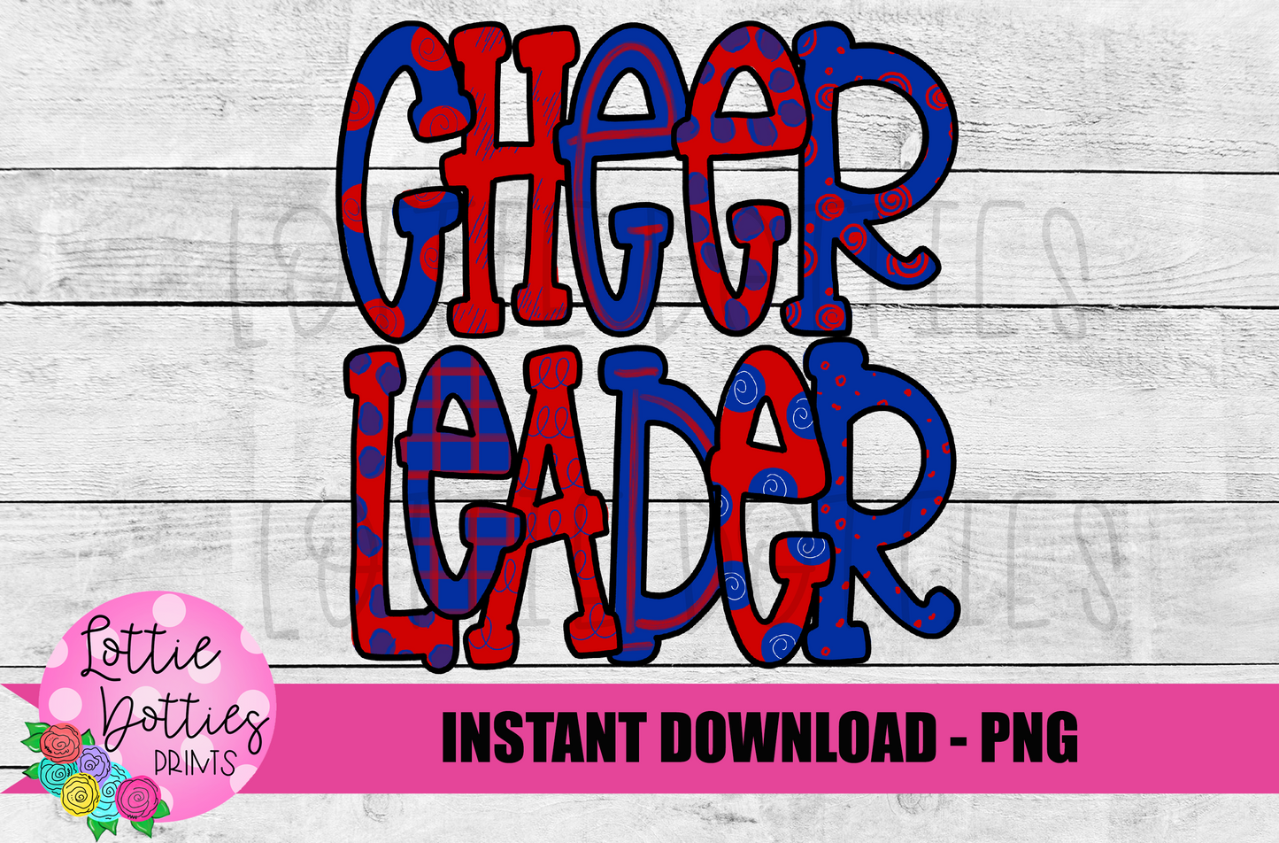 Cheerleader Png - Cheerleader Sublimation File- Red and Blue - Instant download - Digital Download