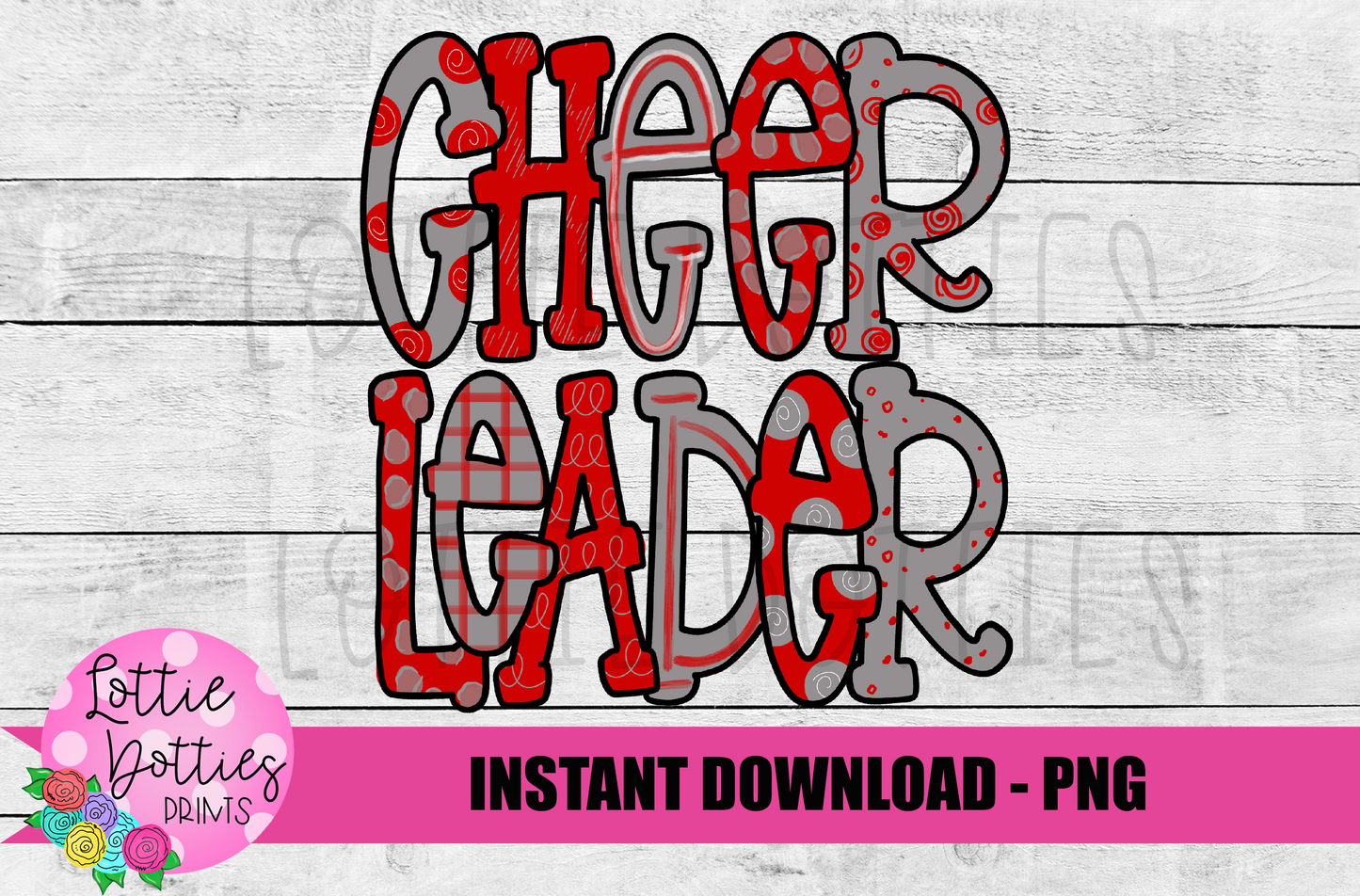 Cheerleader Png - Cheerleader Sublimation File- Red and Gray - Instant download - Digital Download