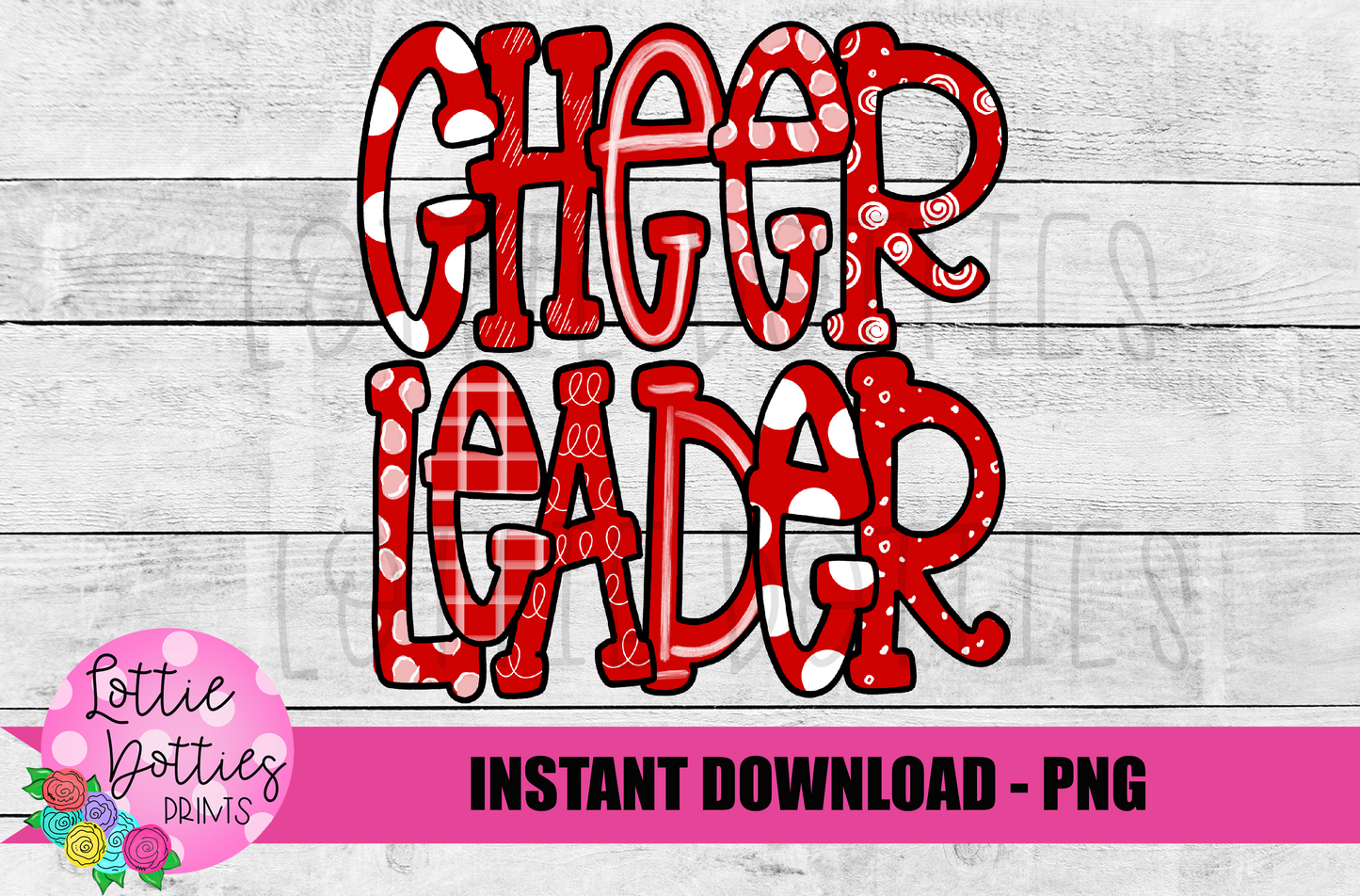 Cheerleader Png - Cheerleader Sublimation File- Red and White - Instant download - Digital Download